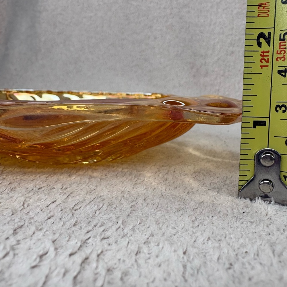 Vintage Carnival Amber Glass Small Sea Shell Trinket Dish Orange VTG Retro MCM - Picture 10 of 16